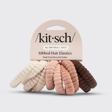 Load image into Gallery viewer, KITSCH - Recycled Fabric Ribbed Hair Elastics 10pc Set - Blush