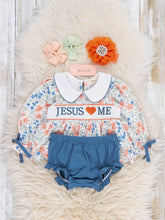 Load image into Gallery viewer, Marie Nicole Clothing - Graceful Floral "Jesus Loves Me" Bloomers Outfit