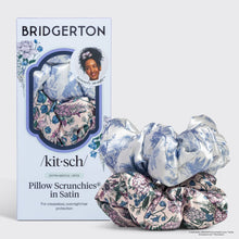 Load image into Gallery viewer, KITSCH - Bridgerton x Kitsch Satin Pillow Scrunchies® in Toile in Bloom