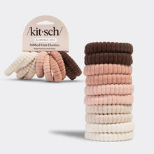 Load image into Gallery viewer, KITSCH - Recycled Fabric Ribbed Hair Elastics 10pc Set - Blush