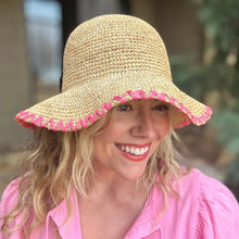 Load image into Gallery viewer, Taylor Elliott Designs - Floppy Bucket Hat - Pink Zigzag Trim - Eliza
