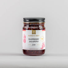 Load image into Gallery viewer, Raven's Nest Gourmet - Raspberry Jalapeño Jam - 15 oz.
