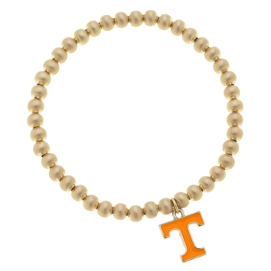 Tennessee Volunteers Ball Bead Stretch Bracelet in Satin Gold