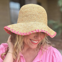Load image into Gallery viewer, Taylor Elliott Designs - Floppy Bucket Hat - Pink Zigzag Trim - Eliza
