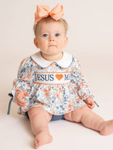 Load image into Gallery viewer, Marie Nicole Clothing - Graceful Floral "Jesus Loves Me" Bloomers Outfit
