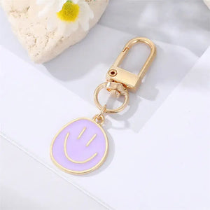 Sweet Cherry Sky - Smiley Face Keychain: Pink