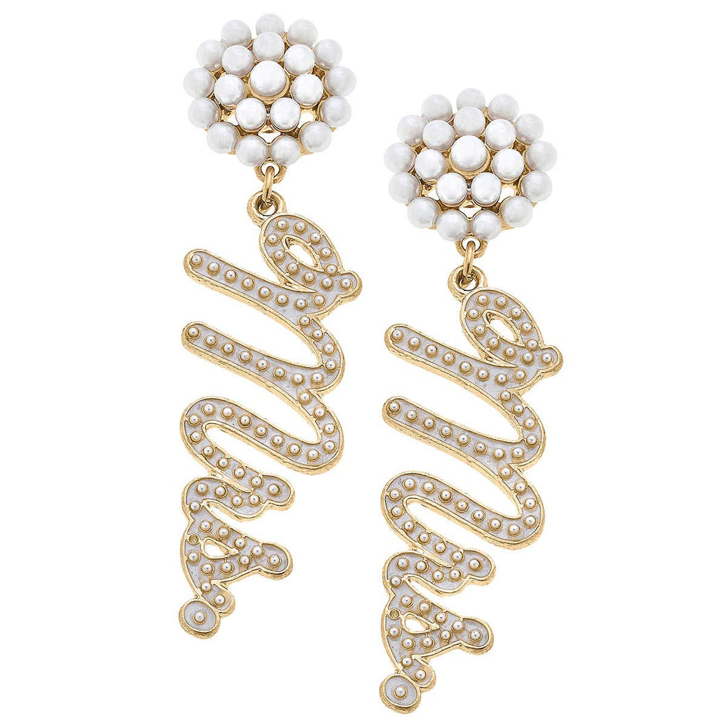 Canvas Style - Miss to Mrs. Studded Enamel Earrings in Ivory