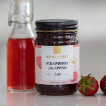 Load image into Gallery viewer, Raven's Nest Gourmet - Strawberry Jalapeño Jam - 15 oz.
