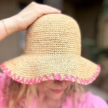 Load image into Gallery viewer, Taylor Elliott Designs - Floppy Bucket Hat - Pink Zigzag Trim - Eliza
