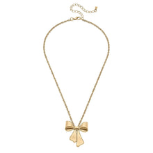 Load image into Gallery viewer, Maxwell Bow Pendant Necklace in Worn Gold
