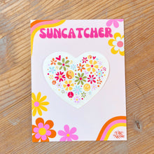 Load image into Gallery viewer, Suncatcher Sticker - Garden Heart Doodle
